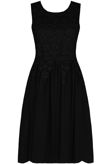 Black Flower Crochet Back Zip Up Shift Dress