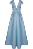 Blue Bridal Satin Embroidered Maxi Dress