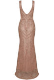 Foil Crochet Back Zip Up Maxi Dress 