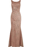 Foil Crochet Back Zip Up Maxi Dress 