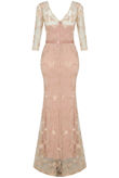 Rose Flower Foil Crochet Netted Maxi Dress