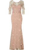 Rose Flower Foil Crochet Netted Maxi Dress