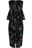  Black Frilled Floral Printed Midi Dress