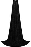 Black Glitter Trimming Netted Cape Maxi Dress 