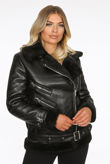 Faux Leather Shearling Coat