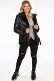 Faux Leather Shearling Coat
