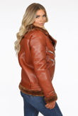 Camel Faux Leather Shearling Coat