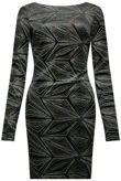 Black Glitter Embellished Velvet Bodycon Dress