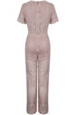 Rose Floral Crochet Back Zip Up Jumpsuit
