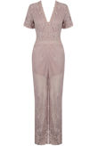 Rose Floral Crochet Back Zip Up Jumpsuit