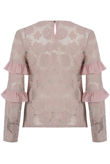 Pink Floral Lace Frill Trim Tops