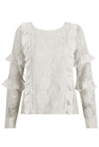 White Floral Lace Frill Trim Tops