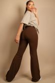 Brown High Waisted Crepe Flare Trousers