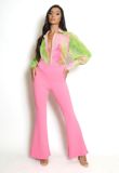 Fuchsia High Waisted Crepe Flare Trousers