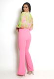 Fuchsia High Waisted Crepe Flare Trousers