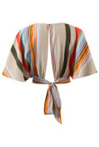 Beige Stripes Wrap Back Tie Crop Top