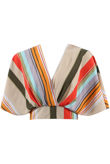 Beige Stripes Wrap Back Tie Crop Top