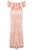 Rose Bandeau Lace Scallop Maxi Dress