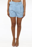 Tailored Belted Shorts In Mid Sky Blue