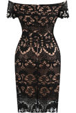 Black Bardot Contrast Crochet Mini Dress