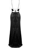 Black Sequin Leg Slit Maxi Dress