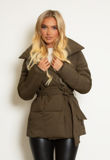 Khaki Short Quilted Puffer Coat