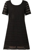 Black Crochet Short Sleeved Lace Shift Dress