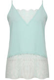 Mint Floral Lace Sleeveless Tops