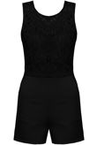Black Lace Open Back Side Pocketed Playsuit