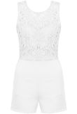 White Lace Open Back Side Pocketed Playsuit