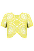 Yellow Short Sleeve Crochet Crop Top