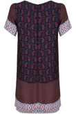 Navy Paisley Print Back Zip Up Shift Dress