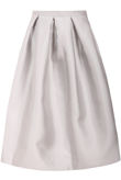 Grey Pin Tuck Waist Band Side Zip Up Flared Skirts