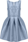 Blue Front Bow Pleated Prom Dress 