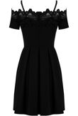 Black Floral Embroidered Off The Shoulder Day Dress