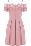 Rose Floral Embroidered Off The Shoulder Day Dress