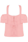 Pink Halterneck Frill Detail Top