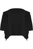 Off The Shoulder Open Back Chiffon Blouse In Black 