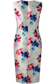 White Contrast Floral Print Midi Dress