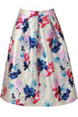 Multicolour Floral Print Pleated Flared Skirt