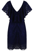 Navy Floral Lace Lined Shift Dress