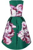 Green Contrast Floral Print Asymmetric Prom Dress