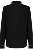 Black Contrast Neck Tie Up Shirt Tops