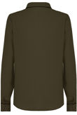 Khaki Contrast Neck Tie Up Shirt Tops