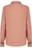 Pink Contrast Neck Tie Up Shirt Tops