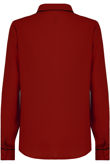 Burgundy Contrast Neck Tie Up Shirt Tops