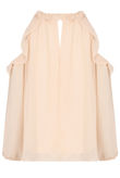 Cream Cold Shoulder Frilled Crop Tops