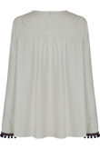 White Embroidered Tie Up Tops