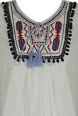 White Embroidered Tie Up Tops
