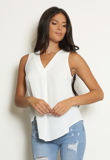 White Front Pleat blouse